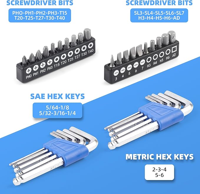 174-Piece Premium Tool Kit, Household Repairing Tool Set with 14 Inch Large Mouth Open Storage Tool Bag