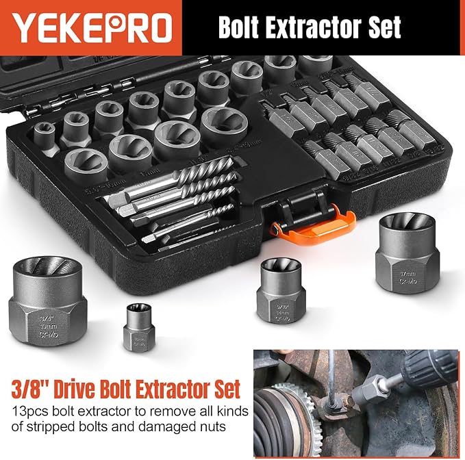 40 Pcs Bolt & Screw Extractor Set with Left Hand Cobalt Drill Bit Set, Easy Out Broken Stripped Screw Removal Tool for Damaged, Frozen, Studs, Rusted, Rounded-Off Bolts, Nuts & Screws, T15139