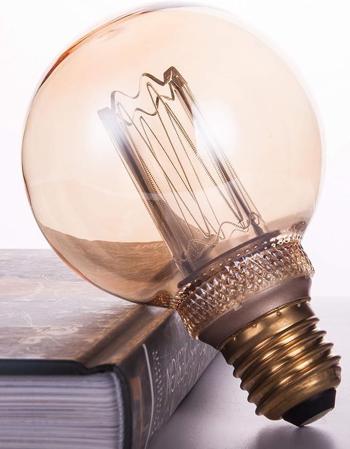 Globe Edison LED Light Bulb, Vintage Decorative Dimmable Bulb, Small Round Glass Cover, 3.5W Low Lumen Eye-Caring Soft Dim Lighting for Mood(Not Daylight White), E26 Medium Base, Amber RN G80