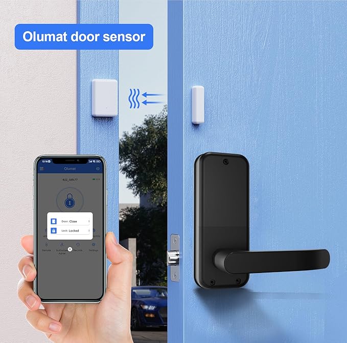 Smart Door Lock With Handle: Keyless Entry With Gateway Sensor - Keypad and Remote Control Digital Lock for Front Door - Compatible With Alexa