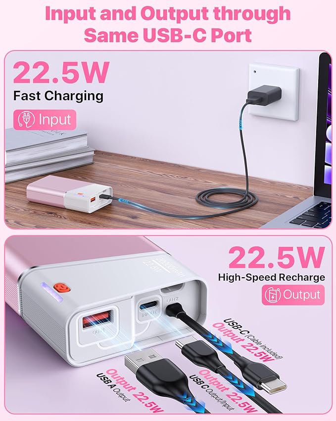 Portable Charger 20000mAh, 22.5W PD 3.0+QC 4.0 Super Fast Charging Power Bank, Cooler Aerospace Metal Case for iPhone 17 16 15 14, 13 Android, iPad, Samsung Google Tablet & More, Travel Essential