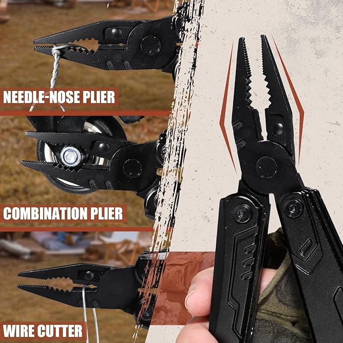 Freelander 20-in-1 Multitool, Multi Tool Pocket Knife with Screwdriver, Bottle Opener, Nylon Sheath and Pocket Clip, Needle Nose Pliers, EDC Multi-Tool Gear Gift for Him, Men