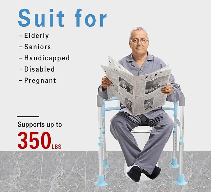 Delog Stand Alone Toilet Safety Rail - Medical Toilet Safety Frame for Elderly, Handicap and Disabled - Bathroom Toilet Handrails, Width Adjustable Design, Fit Any Toilet, FSA/HSA Eligible