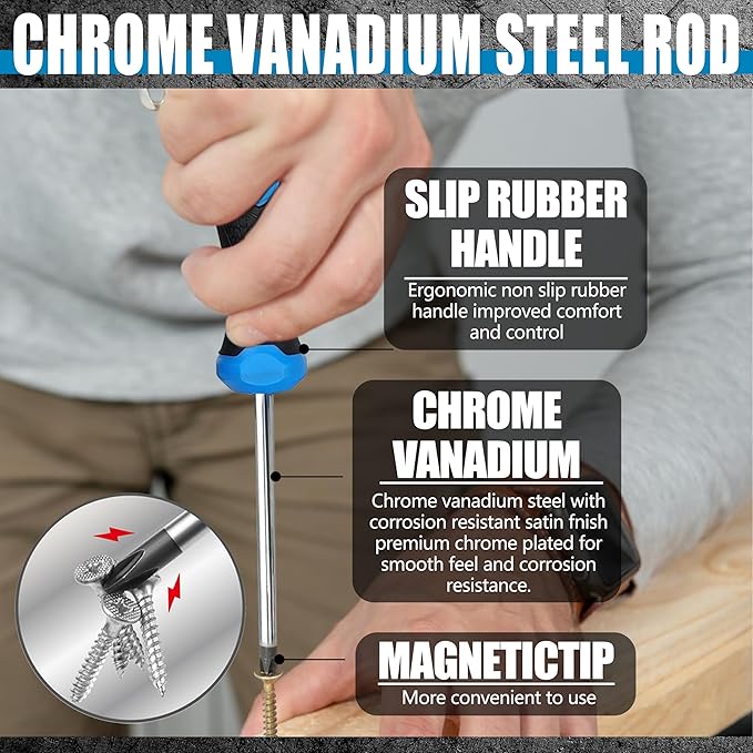 100-Piece Magnetic Screwdriver Set with Plastic Rack, Includes Slotted/Phillips/Torx Precision Drivers, Non-Slip Rubber Handles, Multi-Purpose Hand Tools, Ideal Gift for Handymen & DIY Enthusiasts