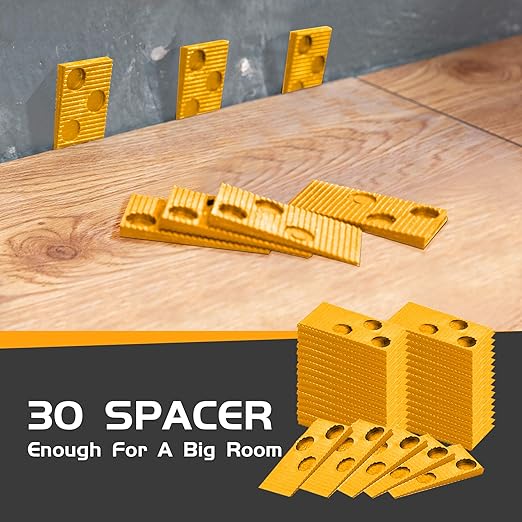 TOLESA Laminate Wood Flooring Installation Kit Vinyl Flooring Tools with 30 Spacers, Heavy Duty Pull Bar, Durable Solid Rubber Tapping Block, Non Slip Soft Grip Double Faced Mallet, Foam Knee Pads