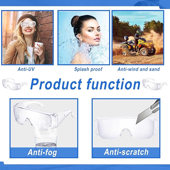 Kanayu Safety Glasses Bulk Protective Goggles Anti Fog Scratch Resistant Eyewear