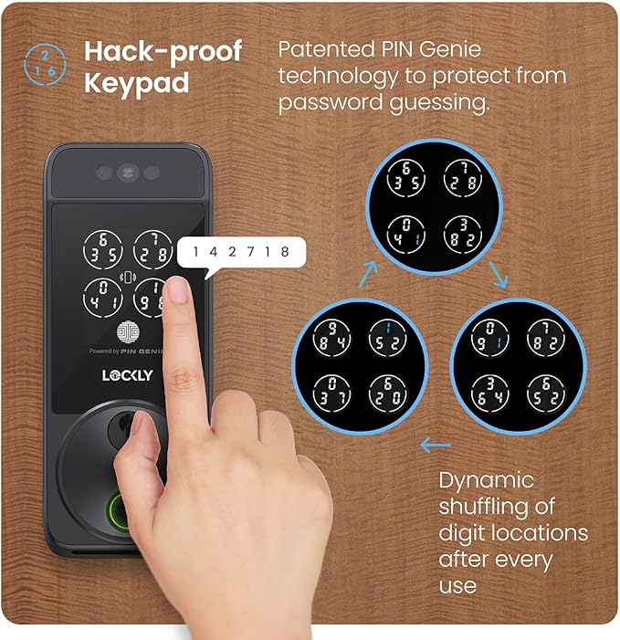 Lockly Visage Zeno Series Smart Lock, Facial Recognition & Fingerprint Keyless Entry Door Lock, Built-in Wi-Fi Deadbolt with Apple Home Key, PIN Genie Keypad, App Remote Control, Easy Installation