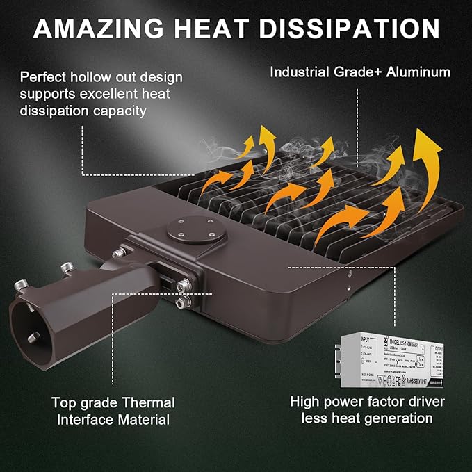 300W LED Parking Lot Light, 5700K 42000LM LED Shoebox Area Light [1000W MH/HPS Equiv.], 0-10V Dimmable Outdoor Pole Flood Lights with Slip Mount, IP65 20KV Surge Protection AC100-277V UL&DLC Listed