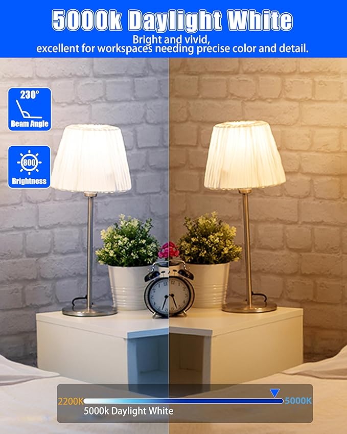 MASTERY MART Led Light Bulbs 9.5 Watt [60 Watt Equivalent], A19 - E26 Dimmable, 5000K Daylight White, 800 Lumens, Medium Screw Base, Energy Star, UL Listed (Pack of 10)