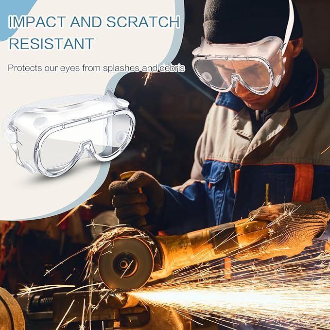 Macarrie 50 Pcs Anti-Fog Safety Goggles Bulk Anti Scratch Lab Goggles Over Glasses for Men Women Nurse Medical Chemistry Work