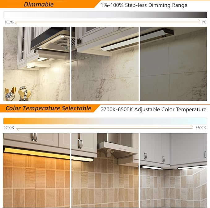 Smart Under Cabinet Lighting Hardwired Plug-in, Alexa & Google Compatible, Dimmable LED Under Cabinet Lights for Kitchen,18 Inch Under Counter Lights with App, Remote, 2700K-6500K Adjustable CCT
