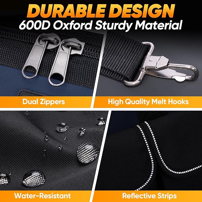 TICONN Heavy Duty Tool Bag with Multi-Pockets, Portable Tool Box Organizer Storage Bag, with Adjustable Shoulder Strap and Ergonomic Handle (Blue, 16" Standard Base)