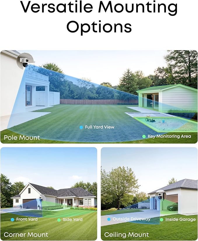 eufy PoE Bullet-PTZ Cam S4, NVR Add On Cam, 24/7 Recording, 4K UHD Triple Lens, 122° FOV, 360° Pan and Tilt, 8× Hybrid Zoom, AI Tracking, Red and Blue Light, Color Night Vision, PoE Plug and Play