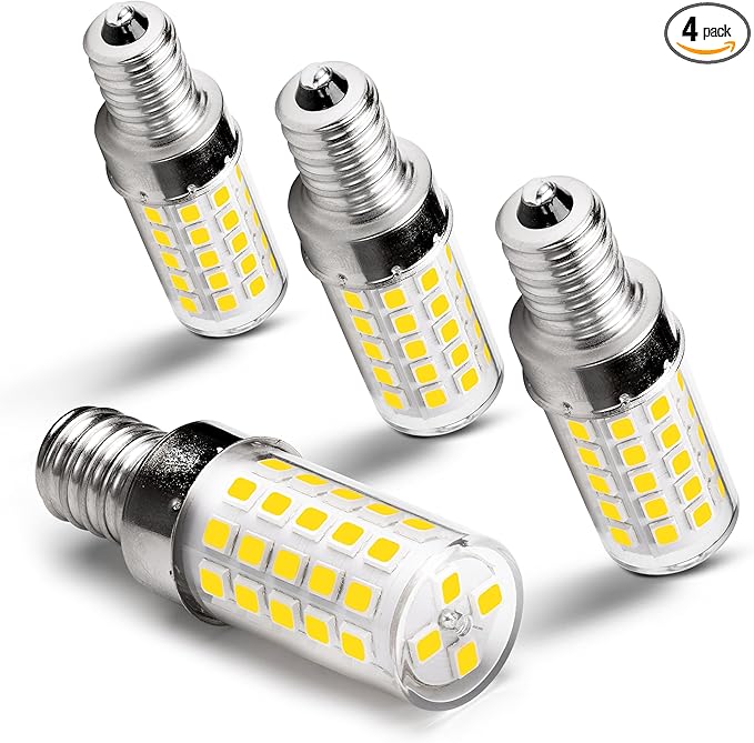 E12 Candelabra LED Light Bulbs 60 Watt Equivalent 120 Volt 4000K Natural White 550lm 6W C7 T6 E12 Small Base for Chandelier Pendant Ceiling Fan Lighting Table Salt Lamp, Non-dimmable, 4 Pack