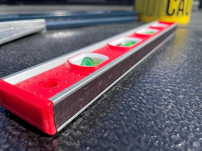 Swanson Tool Co TBL001M 12 inch Aluminum Frame Magnetic Toolbox Level with Pitch Vial, Top Read Views, with 3 Rare Earth Magnets and 4 Bubble Vials for 0°/90°/45° Measurements