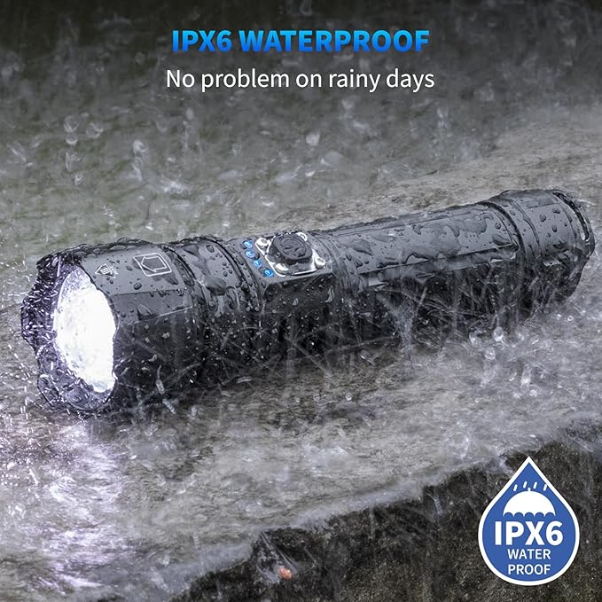 Rechargeable Flashlights High Lumens, 90000 Lumen Super Bright Led Flashlight with 5 Modes & 12H Long Runtime, Powerful Handheld Flash Light for Home Camping, IPX6 Waterproof 2Pack Flashlights