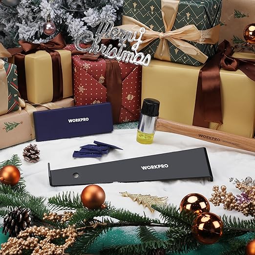 WORKPRO Laminate Wood Flooring Installation Kit with Reinforced Double-Faced Mallet, Heavy Duty Pull Bar, Tapping Block and 30-Piece Spacers Included,Multicolor