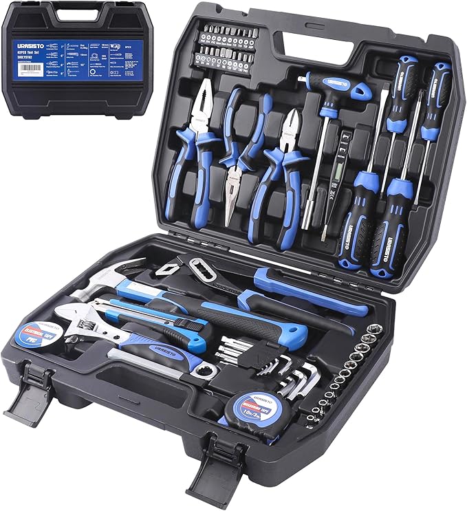 62 Piece Tools Set, General Household Tool Kit with Storage Toolbox, Basic Tool Set for Home, Garage, Apartment and Dorm