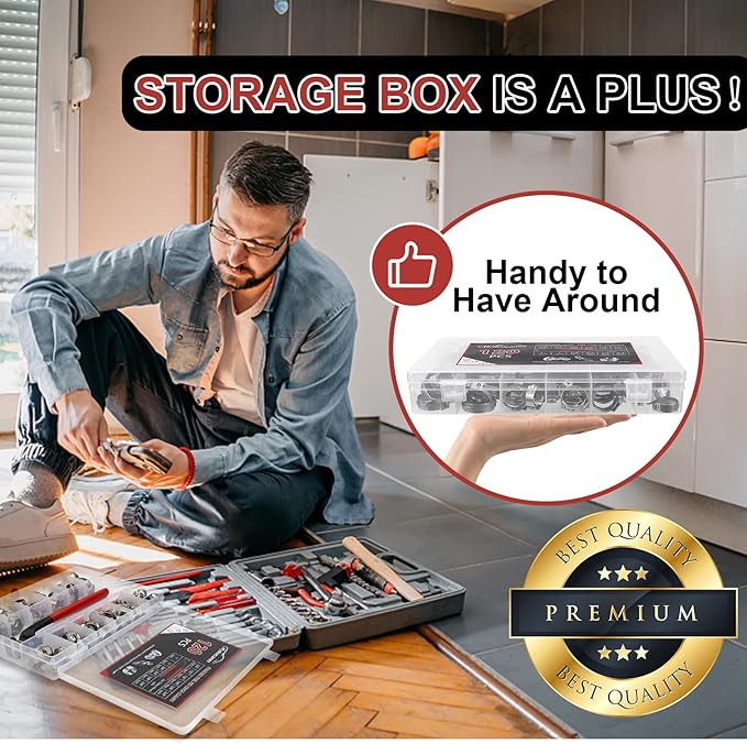 120PCS 5 Sizes PEX Clamps Kit with Plier, 1/2'', 3/4'', 3/8”, 5/8'', 1'', Premium 304 Stainless Steel Cinch Crimp Rings, PEX Tool Kit Assortment for PEX Tubing Pipe Fitting Connections By Hydencamm