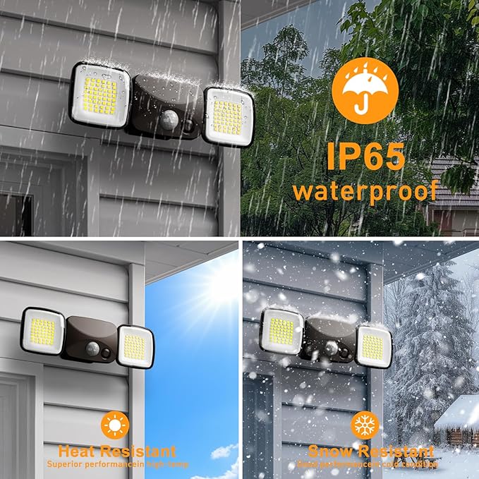 Rechargeable Small Battery Operated Motion Sensor Light 1500LM & 3000LM High Brightness Modes, USB Charging LED Flood Light Outdoor for Garage Entryways Yard Indoor Brown 1Pack