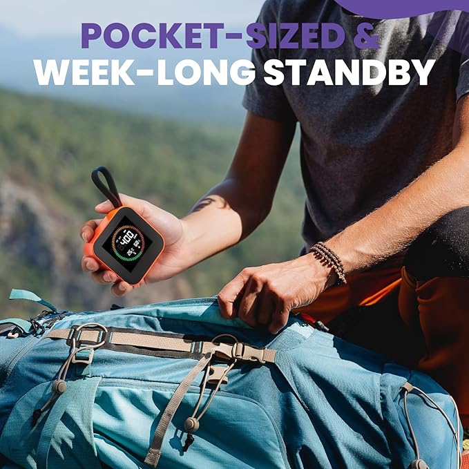 3-in-1 Portable Carbon Monoxide Detector | UL-Compliant CO Detector, Temp, Humidity Monitor for Travel, Camping, RV | USB-C Rechargeable (1, Orange)