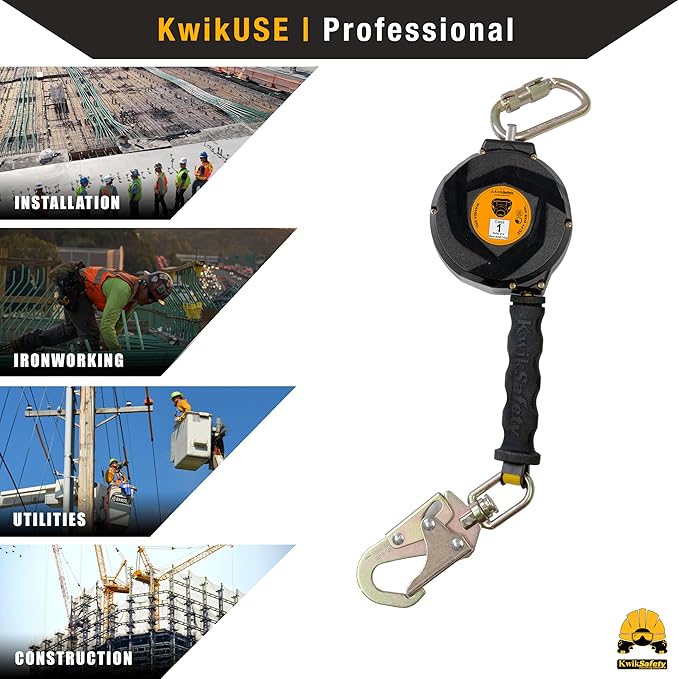 KwikSafety - Charlotte, NC - Mamba 20’ Self Retracting Lifeline [Carbonate Lightweight Housing] Class 1 Web SRL ANSI OSHA Retractable Fall Arrest Protection Roofing Construction Gear