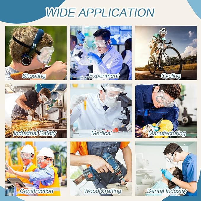 Macarrie 50 Pcs Anti-Fog Safety Goggles Bulk Anti Scratch Lab Goggles Over Glasses for Men Women Nurse Medical Chemistry Work