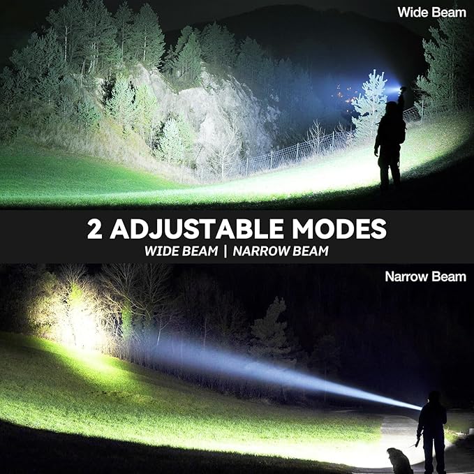 Flashlight Rechargeable 90,000 High Lumen - 2 Pack LED Flash Light with COB, 7 Modes Powerful Handheld Flashlight for Home, Camping (2)