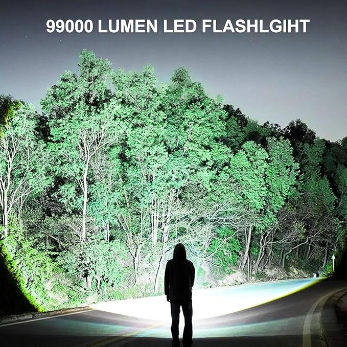 Rechargeable Flashlights 99000 High Lumens 2 Pack, Led Super Bright Flashlight with 5 Modes & IPX7 Waterproof, 15H Running Time, High Powered Flash Light for Home Camping Home Emergencies