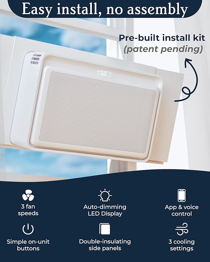 Windmill 8,000 BTU Inverter Window Air Conditioner - Ultra-Quiet & Smart, Cools up to 350 Sq. Ft. - Easy Install, App/Wi-Fi, Voice-Enabled, Remote Control, High Energy Efficiency