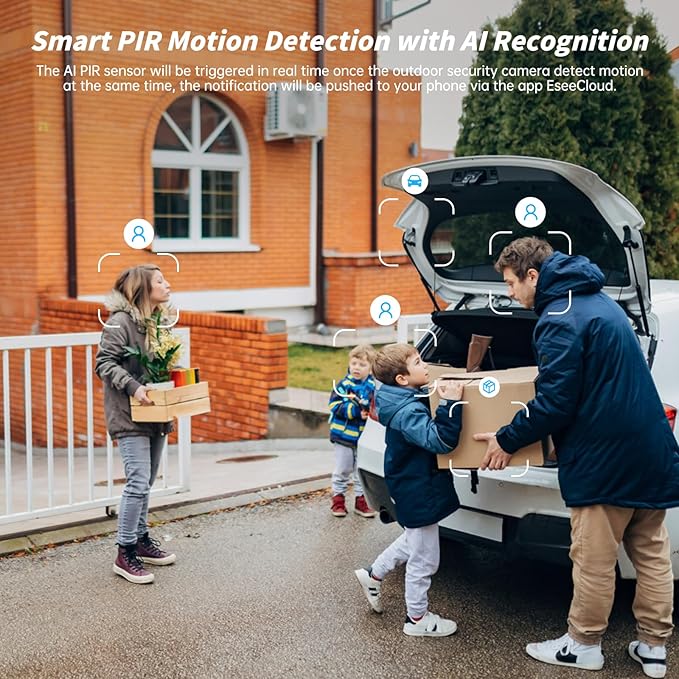 Security Cameras Wireless Outdoor,No Subscription,2 Cam-Kit,Support 2.4G & 5G WiFi Router,Home Security System with 2K Night Vision,128GB Local Storage,PIR Alerts,Motion Detection