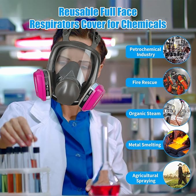 Full Face Respirator Mask 2 Sets with 60921 Filter - for Protection Against Gases Dust Organic Vapors Spray Sanding welding 6800
