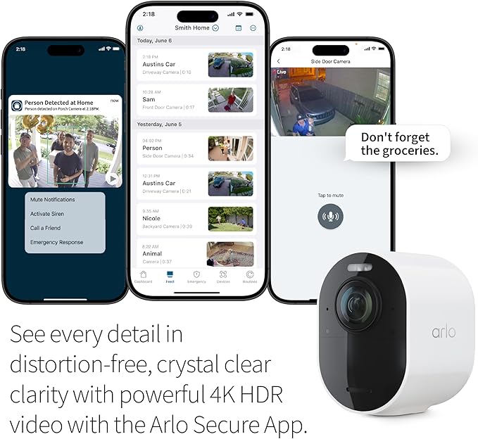 Arlo Ultra 2 Spotlight Camera 4K HDR (Camera only, SmartHub Sold Separately & is Required to Operate | Wireless Home Security Camera | Color Night Vision, Motion Sensor, 180º View, 2-Way Audio, Black