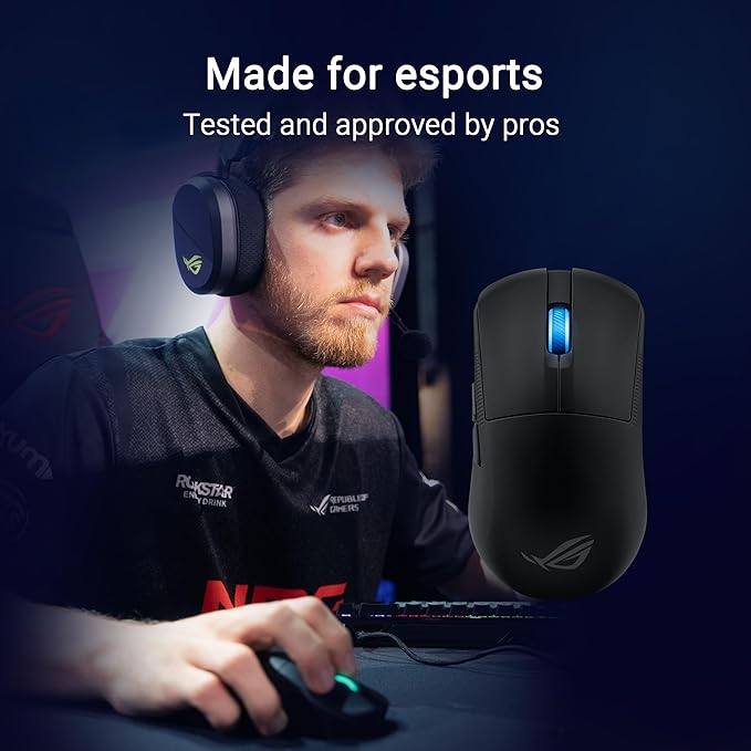 ASUS ROG Harpe Ace Mini Wireless Esports Gaming Mouse – Small Compact Design, Right-Handed, 49g Lightweight, Tri-Mode Connectivity, 36K DPI, up to 105Hr Battery, Pro-Approved, PC/Mac Support - Black