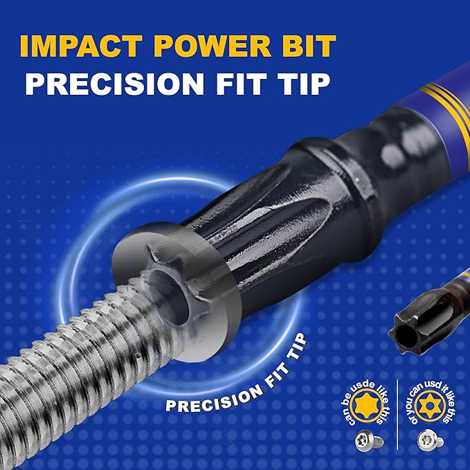 20Pieces 1 In. Impact Security Torx Screwdriver Bit Set, Magnetic Multi-Torx Head(T7-T40) Insert Bits, S2 Alloy Steel Star Bits with 1Pc Impact Bit Holder and Storage M-Box