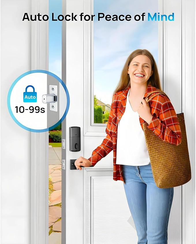 WiFi Smart Keyless Entry Door Lock Set w/Front Door Handle, 0.1s Fingerprint Biometric Unlock, Auto Lock, APP Remote/Passcodes/Cards Control, Keypad Deadbolt, Easy Install for Entry Bedroom