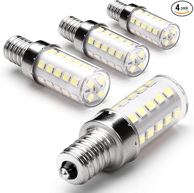 E12 40 Watt Equivalent LED Bulbs 6000K Daylight White 450lm 4W 120V LED Candelabra Bulb with T6 C7 E12 Small Base for Wall Sconces Pendant Chandelier Ceiling Fan Lighting, Non-Dimmable, 4 Pack