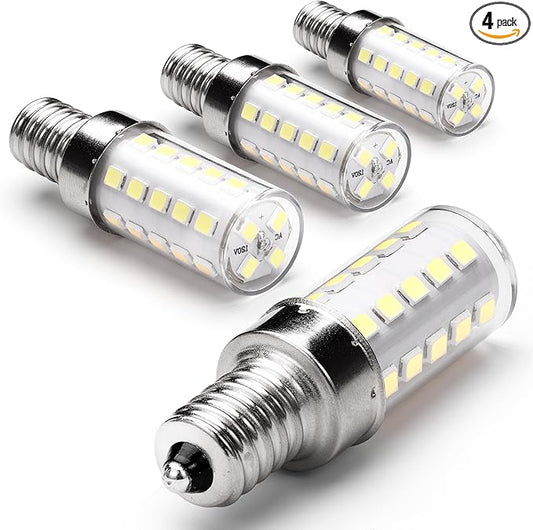 E12 40 Watt Equivalent LED Bulbs 6000K Daylight White 450lm 4W 120V LED Candelabra Bulb with T6 C7 E12 Small Base for Wall Sconces Pendant Chandelier Ceiling Fan Lighting, Non-Dimmable, 4 Pack