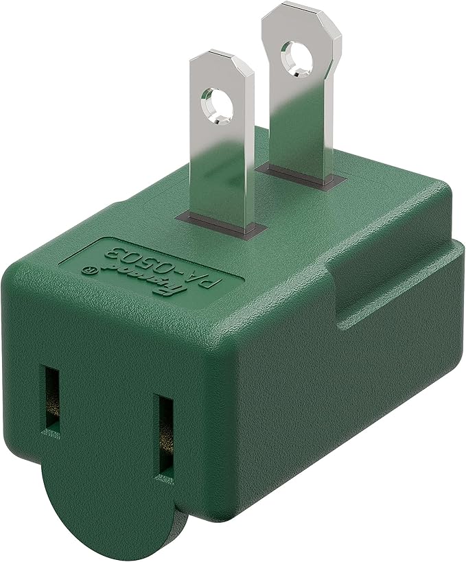 PA-0503G Nema 1-15P to 1-15R Right Angle Adapter - 90 Degree 2-Prong AC Adapter, Polarized L Type