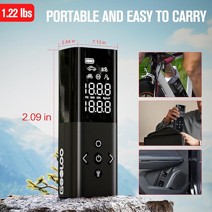 GOOLOO AP150 Tire Inflator Portable Air Compressor, 2X Faster 150PSI Cordless Air Pump for Car Tires with Auto-Shutoff, Portable Tire Pump with Digital Pressure Gauge for Car, Motorcycle,Bike, Ball