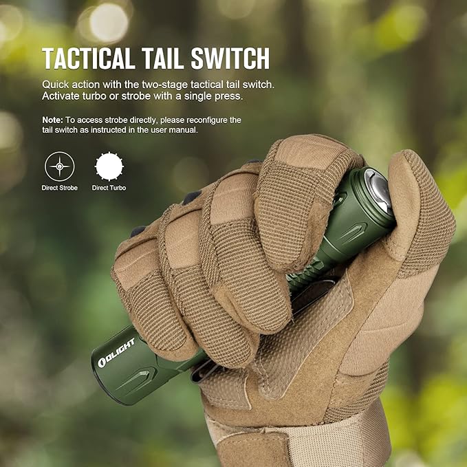 OLIGHT Warrior 3S 2300 Lumens Rechargeable Tactical Flashlight, Compact Dual-Switches LED Bright Light with Proximity Sensor, Powered by Customized Battery for Emergency, and Searching (OD Green)