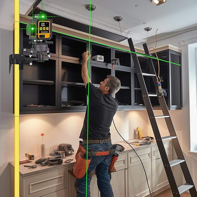 Laser level pole telescoping with electric rotating base 13.8 feet/4.2M laser level tripod Equipped with 1/4 inch 5/8-inch screw threads ，with a 47 inch tripod