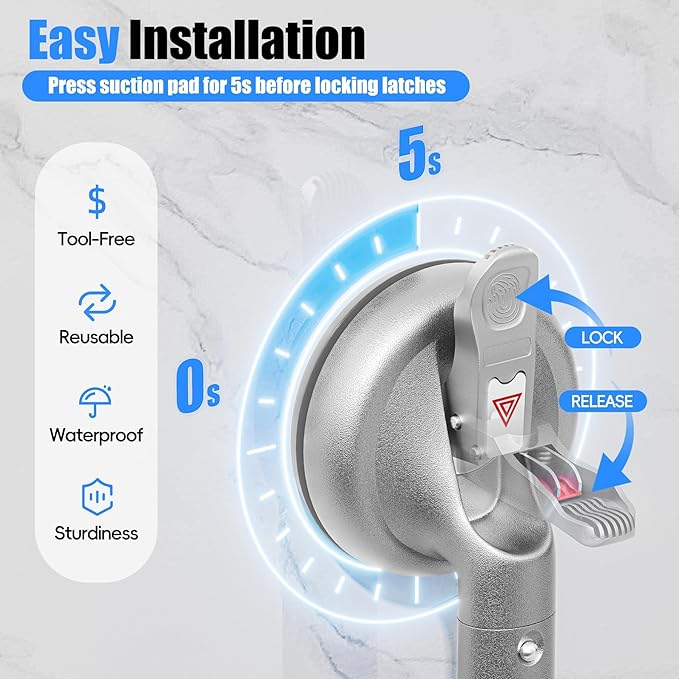 17 Inch Grab Bars for Bathtubs and Showers 2 Pack Seniors Handles for Elderly Strong Suction Handicap Safety Handrail for Bathroom Toilet Tiles Glass Gray Silver