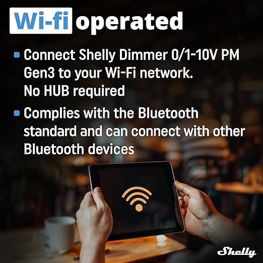 Shelly Dimmer 0/1-10V PM Gen3 | WiFi Smart Dimming with Power Monitoring | Home Automation | Compatible with Alexa & Google Home | iOS Android App | No Hub Required