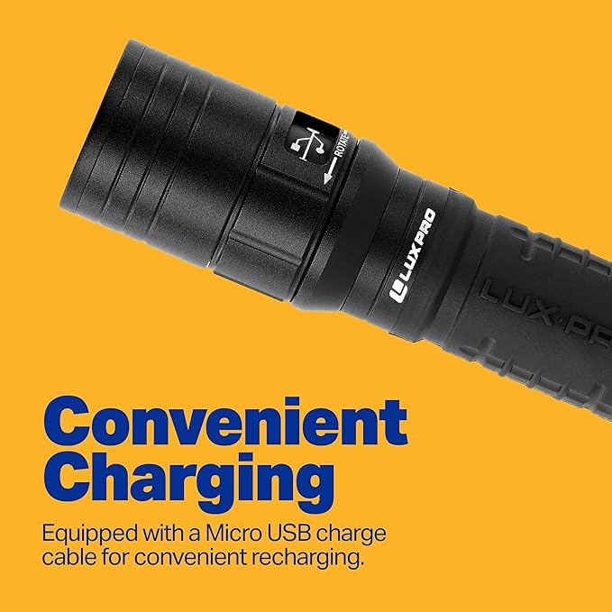 LUXPRO XP980 Pro Series Rechargeable Utility LED Flashlight - 760 Lumens - Bright Flashlight with 24.5-Hour Run time & Ergonomic Handle