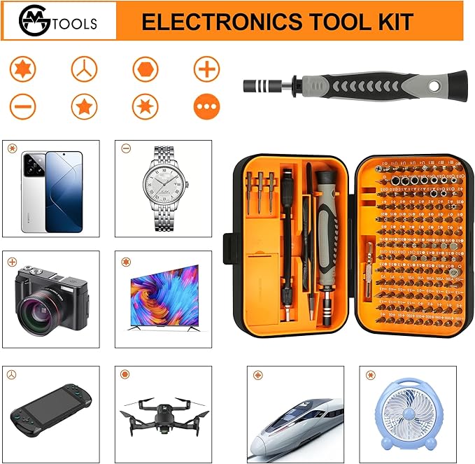 Precision Screwdriver Set, 130 in 1 Electronics Magnetic Screwdriver Set with 120 bits Repair Tool Kit for Computer, PC, Laptop, Phone, Mac, Tablet, Home DIY, Game Consoles, Glasses, Watch