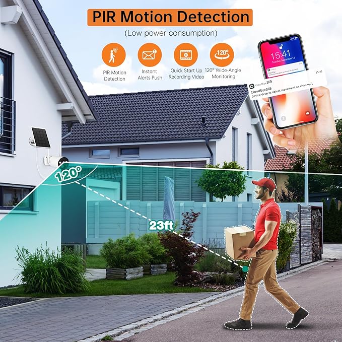 CAMCAMP 3MP Solar Security Cameras Wireless Outdoor, Solar-Power CCTV Camera Security System, 4-Cam Kit, PIR Human Detection, 2-Way Audio, Color Night Vision, Spotlight Alert, SD Local Storage/Cloud