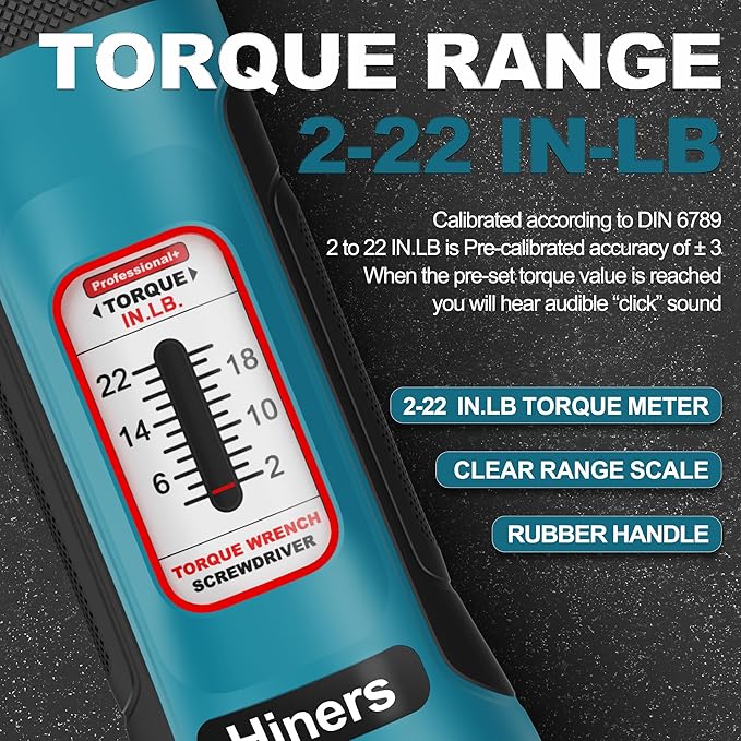 1/4 Inch Torque Screwdriver Wrench Set, 2-22 in.-lb., 31 Piece Torque Wrench Bits Set