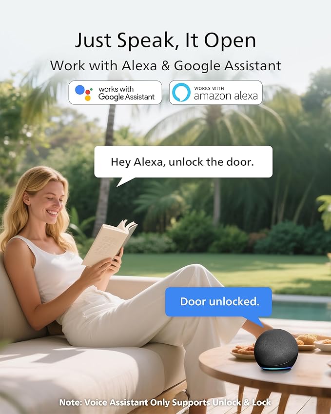 Philips WiFi Deadbolt Smart Lock with Handle, APP/Voice/Fingerprint/Passcode/Key Unlock, Smart Locks for Front Door with Handle Set, Backlit Keypad Deadbolt, Keyless Entry, Remote Control, Auto-Lock