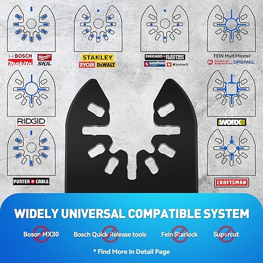 FORCA Universal Oscillating Saw Blades, 78pcs Multi Tool Kit with Japanese Tooth for Deeper Cutting, High Efficient Multitool Fit 95% Tools for Wood